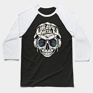 Heavy Metal Skull Headphones Baseball T-Shirt